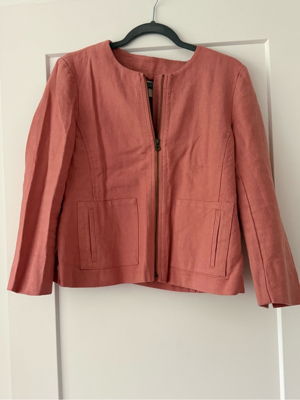 LOFT Coral Zip-Front Blazer Jacket